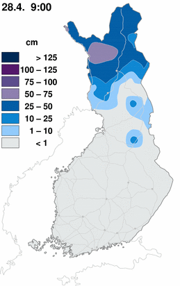 Snow cover map from the Finnish meteorological institute