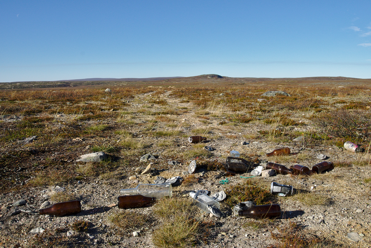 Garbage along quad bike tracks